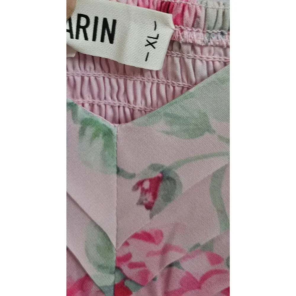 #283 MSRP $53 NWT GRACE KARIN LIGHT PINK FLORAL SMOCKED TIERED MAXI ♡SIZE XL♡